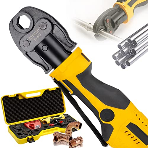 Hydraulische Crimpzange,Presszange Kupferrohr,Rohrpresszange,Hydraulic Pipe Crimping Tool,Mit 2 X 12V Batterien,3 Gesenke,Automatische RüCkstellung,FüR Rohrdurchmesser Von 16 Bis 28.6Mm,2series