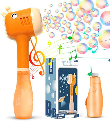 Panacare Giraffe Seifenblasenspielzeug für Kinder, Elektrische Seifenblasenmaschine Bubble Machine 4000+ Seifenblasen/Min mit 290ML Seifenblasenlösung/Musik für Outdoor/Party/Hochzeit, Bubble Blower