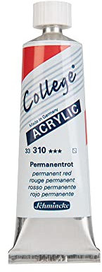 Schmincke - College Acrylic, Permanentrot in 35 ml-Tube, 33310009, Acrylfarbe mit Künstler-Pigmenten in hoher Konzentration, deckend und lasierend, lichtecht, seidenmatt
