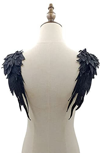 1 Paar Bestickte Engelsflügel 3D Stickerei Spitze Bestickte Flügel Applikation DIY Kleidung Zubehör Schulterflicken Spitzenapplikation Engel Patches Applikatione Ideal für Hochzeit Braut Ballkleid