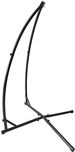 SHISHI Support Chaise Suspendue avec/sans Chaise, Fauteuil Suspendu sur Pied, Support Hamac en Métal, Porte Chaise Suspendue Autoportante, Charge Jusqu'à 150 kg (Noir 214 cm Forme de X Seul Support)