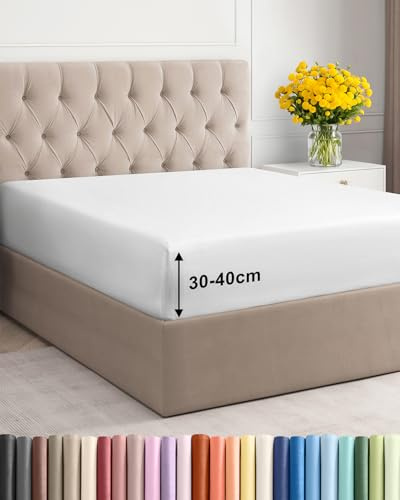 Fitted Sheet Single 90x190 - Microfibre Extra Deep 40cm (16) - White | Non Iron, Soft Brushed, Machine Washable, Fade Resistant, Shrink Resistant, Breathable, Easy Care, Hotel Quality, OEKO-TEX
