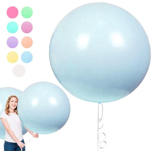 6 Stück Macaron Luftballons, 36 Zoll Blau Luftballons Gross, Riesen Runde Luftballons, Luftballons XXL Groß, Latexballons Gross für Hochzeit Geburtstag TaufeFestival Kinder Party (90cm)