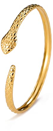 VASSAGO Schlangenarmband, offener Armreif, Schlangenarmband, Wickelarmband, Bypass-Armband, verstellbar, Tier-Manschette, Schlangenhandschmuck für Damen und Mädchen, 0.39 inch, Edelstahl, Kein