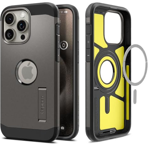 Spigen Tough Armor MagFit Case for iPhone 15 Pro Max, Compatible with MagSafe Accessories - Gunmetal