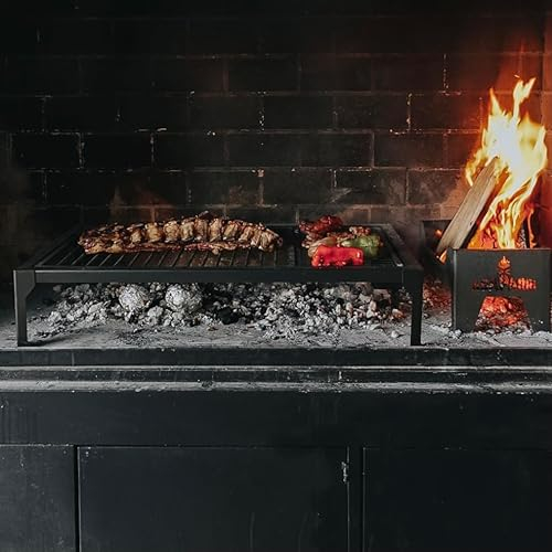 Luxus argentinischer Grill mit abnehmbaren Eisenmodulen – Iron Argentina Grill – BBQ Parrilla Asado (nur Grill + Feuerschale)