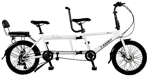 Tandem Fahrrad zum Radfahren, klassisches Tandem Beach Cruiser Fahrrad für Erwachsene,City Tandem Faltrad, Dreisitzer, 7 Gang einstellbar, maximale Belastung 200 kg,Größe 210x35x110cm/110x35x62cm