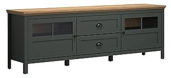 trendteam smart living - Stanton - TV-Schrank - Tannengrün/Evoke Eiche - TV-Lowboard mit 4 Fächern und 2 Vollauszug-Schubladen - (BxHxT) 184 x 64 x 45 cm - Landhausstil