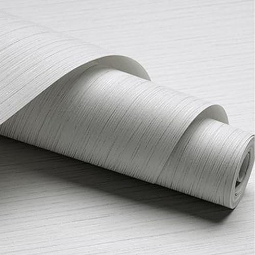 Gestreifte einfarbige Vliestapete, nicht selbstklebend, 9,5 m x 0,53 m, für Wohnzimmer, Schlafzimmer, Arbeitszimmer, Weiß / Grau