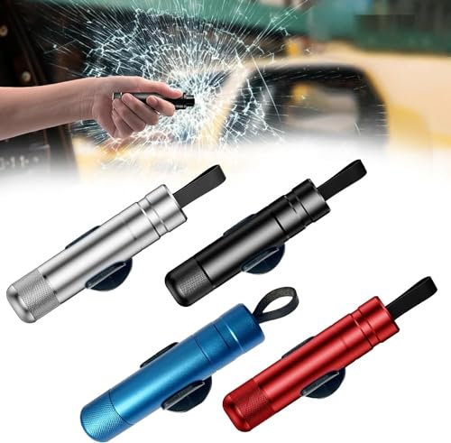 Rompecristales Hammerdex, rompecristales con martillo seguro, cortador de cinturón de seguridad y rompecristales dos en uno de emergencia para coche (2 piezas * negro)