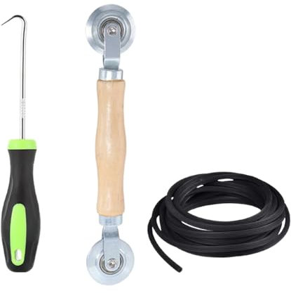 4 Pezzi Zanzariera Finestra Ricambio Strumento, 3.5mm Ganci Porta Attrezzi Zanzariera, 2x10m Nastro Cordino in Gomma Rete, per Rete Zanzariera Ricambio Installare Schermi Di Finestre