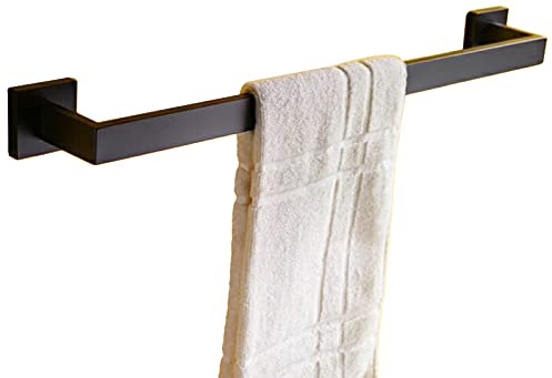 AthuAh Towel Ring, Towel Rail for Bathroom, Bathroom Towel Bar HolderSUS304 Stainless Steel Kitchen Accessories,Wall Mounted Black Square Towel Bar Rail,40cm/50cm/60cm,Single(SZ:60cm) (Size : 40cm)