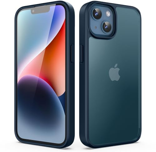 TIIXXA Matte Case for iPhone 14 6.1-Inch, Shockproof Drop Protection, Frosted Translucent Back Phone Cover, Anti-Fingerprint (Blue)