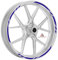 Autodomy Set di Strisce Cerchi Moto per 2 Ruote da 15 a 19 Pollici | Adesivi Ruote Moto | Adesivi Cerchi Moto Resiste a Pioggia e Sole | Design Racing (Blu)