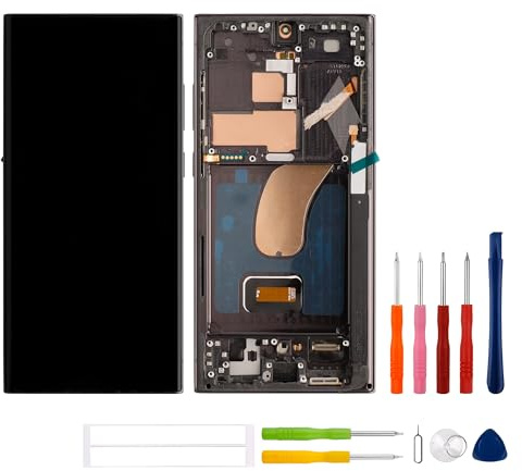 swark Écran OLED de 6,8 Pouces Compatible avec Samsung Galaxy S23 Ultra SM-S918B, SM-S918U (Noir avec Cadre) (avec Empreinte Digitale) Écran LCD de Remplacement Tactile + Ensemble d'outils