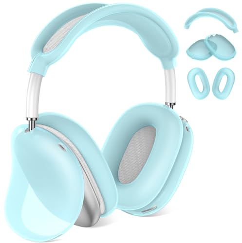 für AirPods Max Cover Kopfhörer Clear Weich TPU Silikon Ear Cups Cover Ear Pad Case Schutzhülle Headband Cover für AirPods Max Zubehör Kratzschutz Anti-Schweiß für Apple AirPods Max Blue