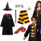 CESHMD Zauberer Cosplay Kostüm, 7 Pcs Magier Robe für Erwachsene mit Umhang, Hut, Zauberstab, Krawatte, Schal, Halskette und Brille, Unisex Uniform für Erwachsene Halloween Karneval Cosplay Kostüme