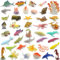 Pinowu Figurines d'animaux marins de l'océan (50 pièces), assortiment de mini jouets d'animaux en caoutchouc vinyle, jouet de bain réaliste pour enfants, cadeau de fête, décoration de cupcakes,