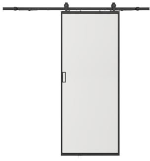 Vente-unique - Puerta corredera exterior pared H205 x L63 cm Aluminio y vidrio templado esmerilado - LINCI II