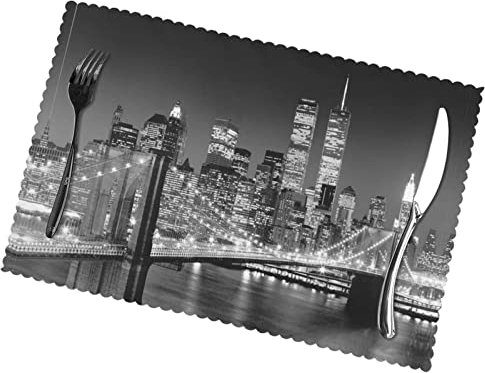 New York Tischsets für den Esstisch, waschbar, für Küche, Esszimmer, Dekoration, 6 Stück