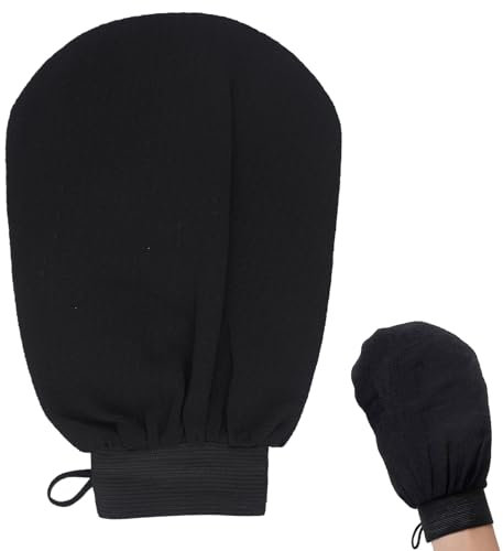 1 Pièce Gant Exfoliant Corps,Gant de Toilette Exfoliant Exfoliating Glove Gant Douche Gant Exfoliant Corps Soie Gant Gommage Corps et Visage pour Corps et Visage de Nettoie-Noir