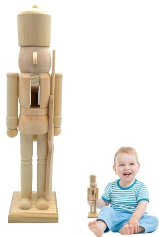 Casse-Noisettes De Noël Statue en Bois Vierge À Peindre | Figurine Casse-Noisette Inachevée 37,8 Cm Pour , Centre De Table De Noël, Présentoir Fête, Étagère