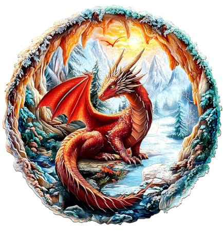 Wooden Puzzles for Adults, 3D vision Crimson King Jigsaw Puzzles for Adults, Wooden Puzzle for Family Game and Birthday Gift Idea for Friends (29 * 29cm,195pcs)