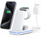 𝐓𝐄𝐂𝐊𝐍𝐄𝐓 Portable 3-in-1 Wireless power Charger, Charging Station for iPhone, Apple Watch, AirPods, Qi-Enabled Devices (white-adapter)