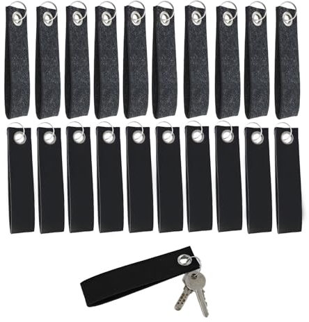 TIE-DailyNec 20 Stück Filz Schlüsselanhänger, DIY Schlüsselanhänger stoff, Rohlinge mit Edelstahl Ring für Basteln DIY Auto Schlüssel Dekoration Handwerk Taschen