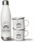 Personalised 500ml Thermal Flask and Enamel Mugs. Campervan Mug and Flask Set. Outdoor Adventure Gifts