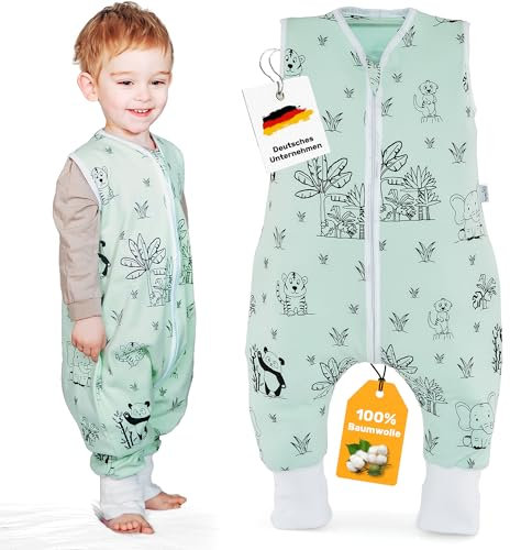 Oneflip | Baby Sommerschlafsack mit Füßen 1.0 TOG aus weicher Oeko-TEX zertifizierter Bio-Baumwolle | Sommer Schlafsack | Baby Schlafsack mit schönen Tieren | 1 Tog - 70cm | Anzahl: 1
