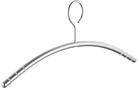 SOTECH Design Kleiderbügel Edelstahl SS201 mit Antirutsch-Ringen | (Öse 360 Grad drehbar, Rundrohr massiv Ø 12 mm x 433 mm, gebürstet) geschlossener Blusenbügel - Schutz vor Diebstahl