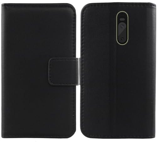 Tnviud Flip Premium Echt Leder Tasche Hülle Für Shift SHIFTphone 8 6.67 Lederhülle Handyhülle Schutz Klapphülle Handy Schale Etui Wallet Cover Case (Schwarz)