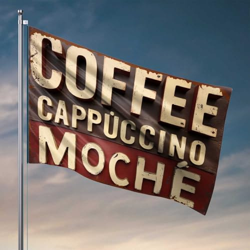 Flagge für Jungen, Erkundung der Welt der Kaffee-Getränke, Schlafzimmer, Türdekoration, Studentenwohnheim, Raumdekoration (120 x 180 cm)