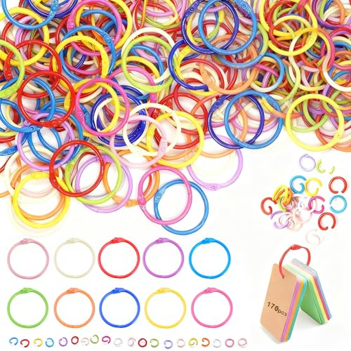 150 Pcs 1 Inch Binder Rings, Metal Loose Leaf Book Rings, 10 Bright Colors, Easy Open & Rust Resistant, for Index Cards, Flash Cards, Keychains, Scrapbooks, DIY Projects & School Supplies