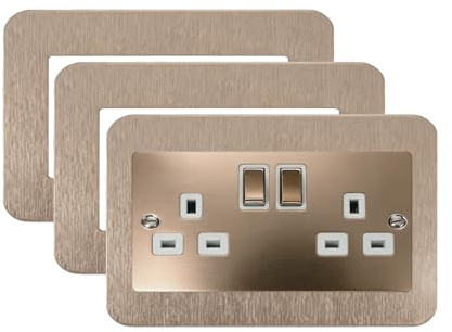 3PCS Double Socket Surround Champagne,Light Switch Surrounds (14.6cm*8.6cm) | Light Switch Cover Plate,Finger Plates for Light switches,Light Switch Frame Surround for Home Decoration