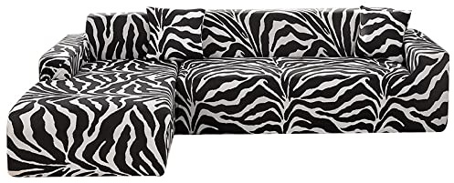 Sofaüberzug Schwarzer Zebra Weiß Sofa Überzug Stretch Sofahusse Abnehmbare Couchüberzug Waschbar Sofa Covers Langlebig Überzug Couch Spandex Sofabezug Universal Sofabezüge Couchbezug Stretch 4 Sitzer
