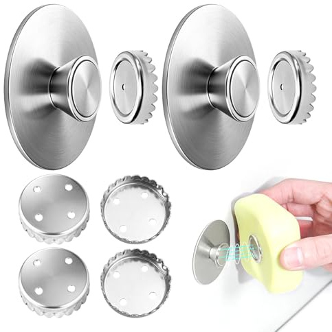 2 Piezas Jabonera Magnetica Simple con 4 Almohadillas de Repuesto Soporte de Jabonera Baño Jabón Magnético Flotante de Pared Soporte Adhesivo Sin Taladro para Encimera de Baño y Cocina, Plateado
