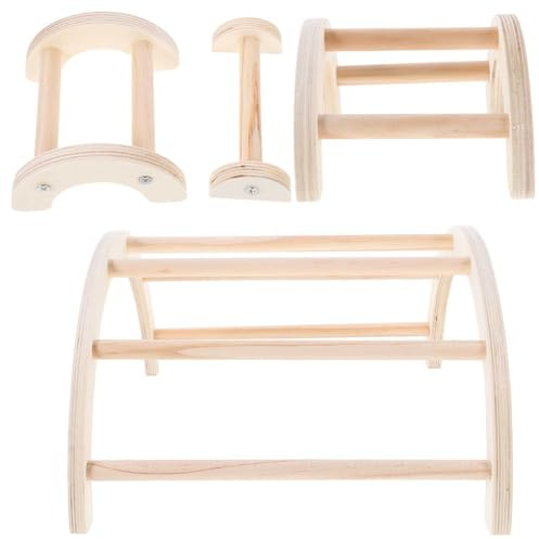 TOYANDONA Wooden Chicken Ladder and Perch Set 4Pcs Natural Texture for Bird Training and Hen Cage Use