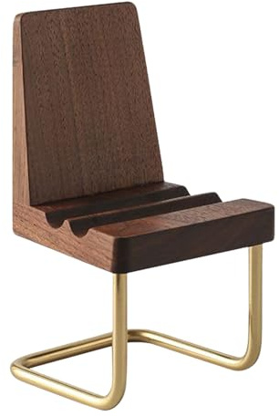 zwxqe Small Desk Phone Holder, Chair Cell Phone Stand, Wooden Support Desktop Accessories, Stylish Table Decor for Home Bedroom Living Room School Work Travel Video Recording Camping