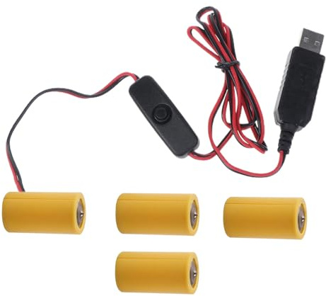 Whoasyst 6V LR14 C Battery Eliminators USB Power Supply Cable, 4Pcs LR14 C Replace Replacement Adapter Eliminators