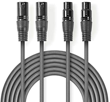 NEDIS Symmetrisches XLR Audiokabel, 2X XLR 3-Pin Stecker - 2X XLR 3-Pin Buchse, dunkelgrau, 0,5m