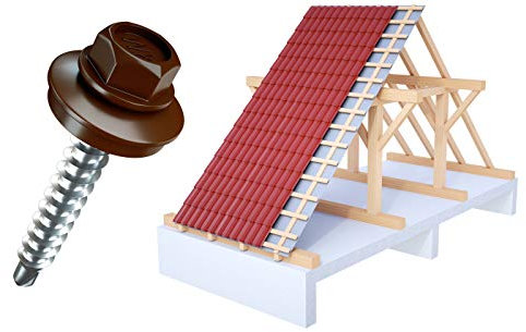 200 Trapezblech Schrauben Trapezbleche Profilbleche 4,8x55 Fassadenbauschrauben RAL 8017 Schokoladenbraun