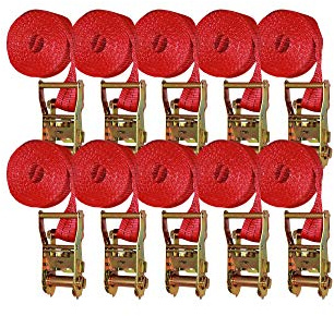 lasiprofi 10er Sparset Zurrgurt MT2000 mit Druckratsche Gurtbreite 35 mm Gurtlänge 4 Meter Rot
