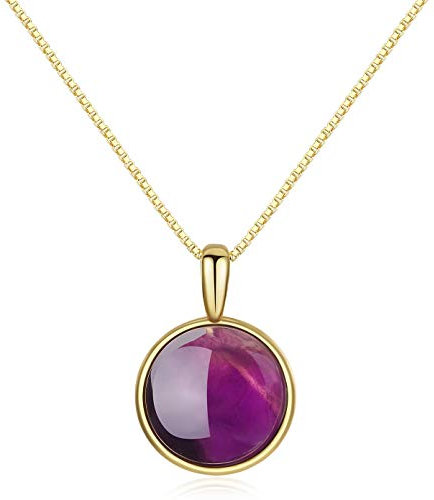 COAI Geschenkideen Damen 925s Halskette mit Medaillon Anhänger Kristall Anhänger aus Amethyst