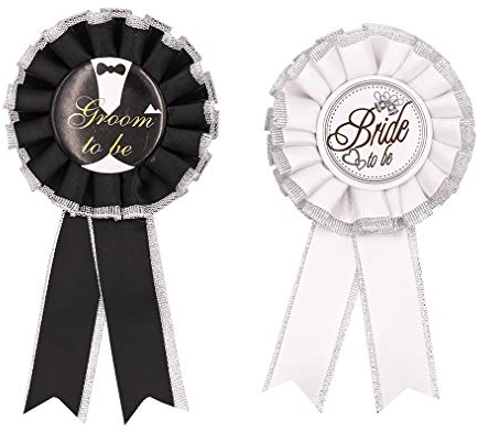 Bride to Be and Groom to Be Tinplate Badge Pins Wedding Buttons for Wedding Bridal Shower Party Decorations by Topfunyy