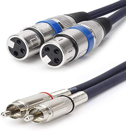 HTRUIYATY 2×Cavi XLR Femmina a 2×Cavo RCA, Interconnect Cord Audio Stereo Hi-Fi XLR per Altoparlante Microfono Cavo Audio Amplificatore di Potenza (3 m)