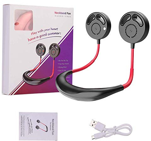 Topchances Lazy Neck Fan USB Portable Personal Fan Mini Wearable Neckband Fan Flexible for Face,Aromatherapy,Sport Outdoor,Gym,Travel,Office (Black)