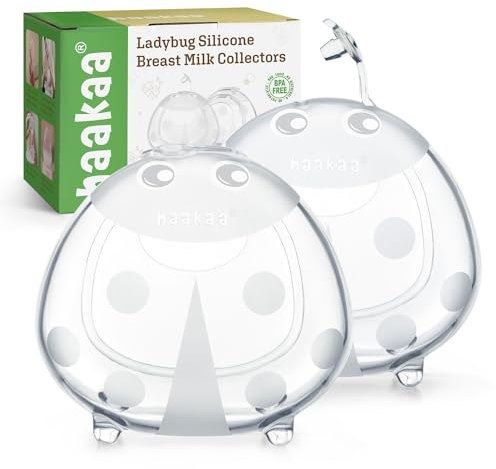 haakaa Ladybug Silicone Breast Milk Collector - Wearable Nursing Cups for Large Milk Supply, Reusable, Extra-Soft & Skin-Friendly (150ml, 2PCS)