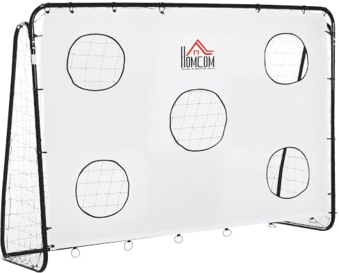 HOMCOM Fußballtor für Kinder und Erwachsene mit PE-Netz, Metall und Oxford, schwarz und weiß, 240x88x171,5cm